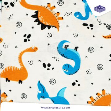 Combed Printing – Dino – Orange