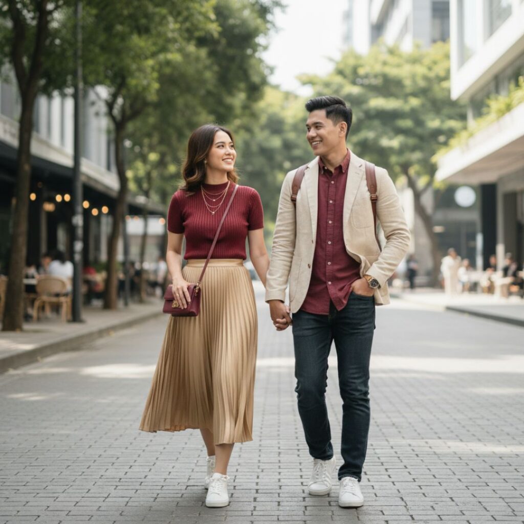 warna burgundy mix and match